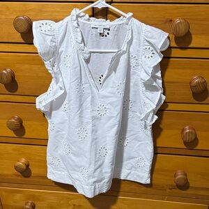 White Eyelet Ruffle Blouse